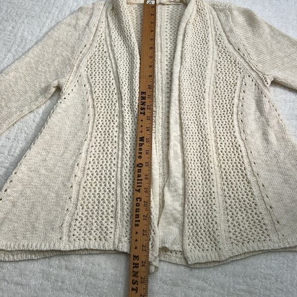 Anthropologie Moth knit cream cotton blend open front cardigan M - Picture 5 of 8